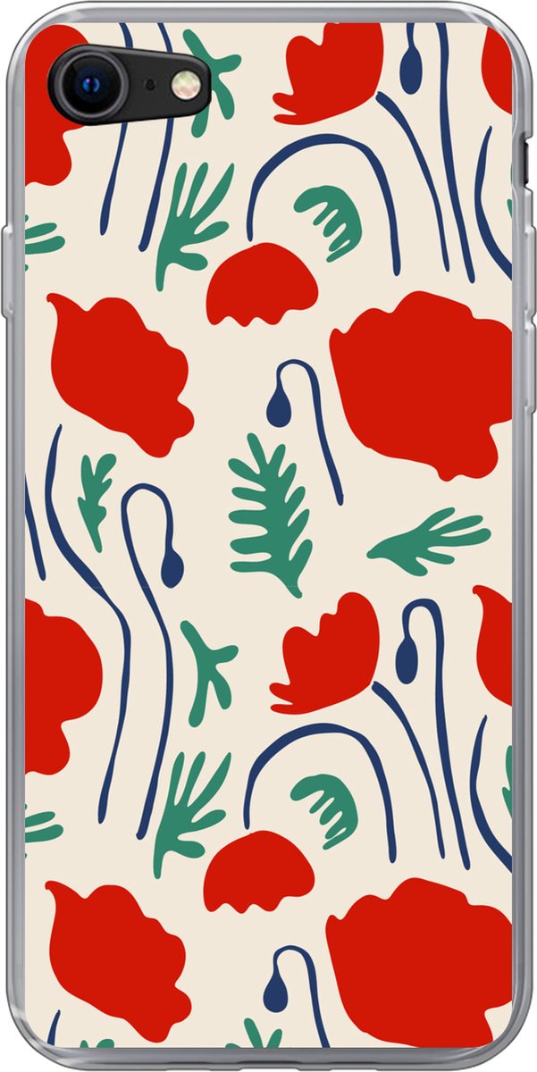 Telefoonhoesje Geschikt voor iPhone 7 hoesje - Bloemen - Roos - Patronen - Siliconen Telefoonhoesje Telefoonhoesje