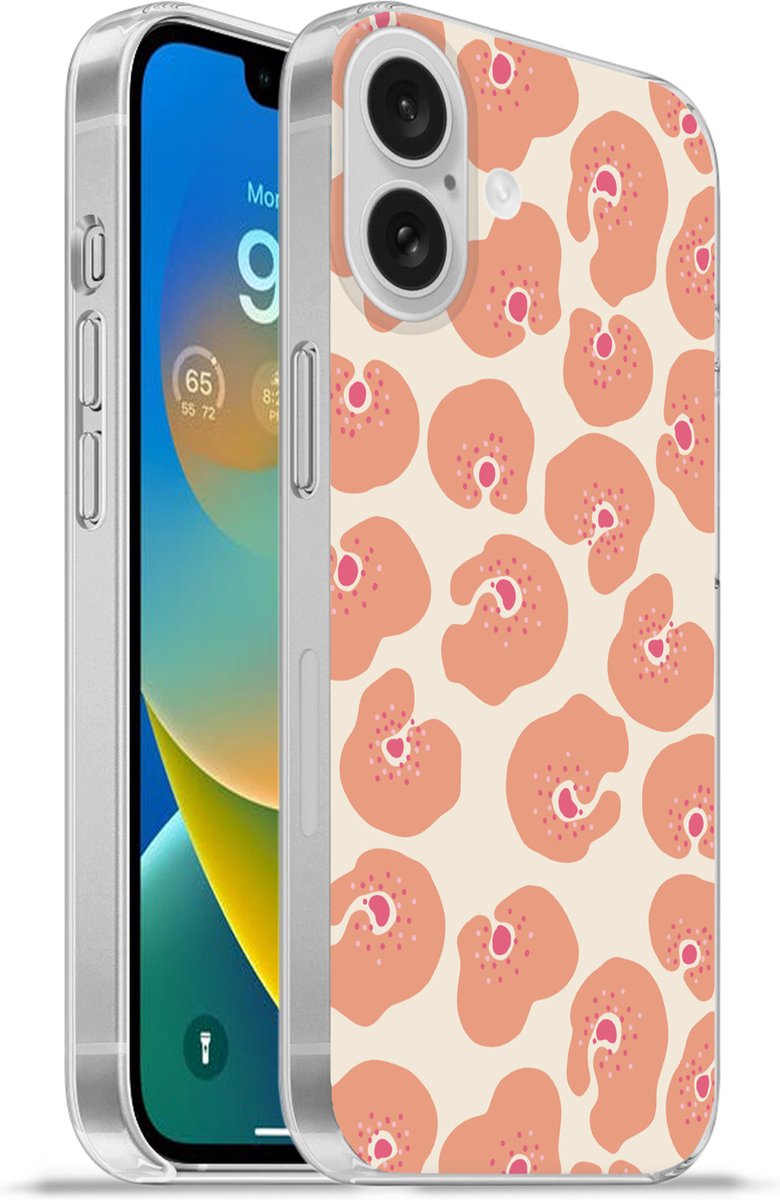 Telefoonhoesje Geschikt voor Apple Iphone 16 hoesje - Bloem - Patroon - Abstract - Siliconen Telefoonhoesje Telefoonhoesje