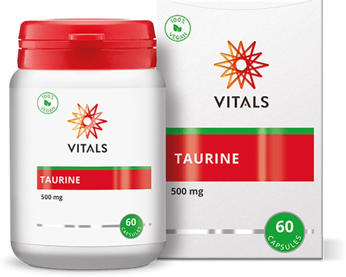 Goedkoopste Vitals Taurine 500 mg - 60 capsules - aminozuren. In een plantaardige capsule aangevuld met een hulpstof uit natuurlijke bron.