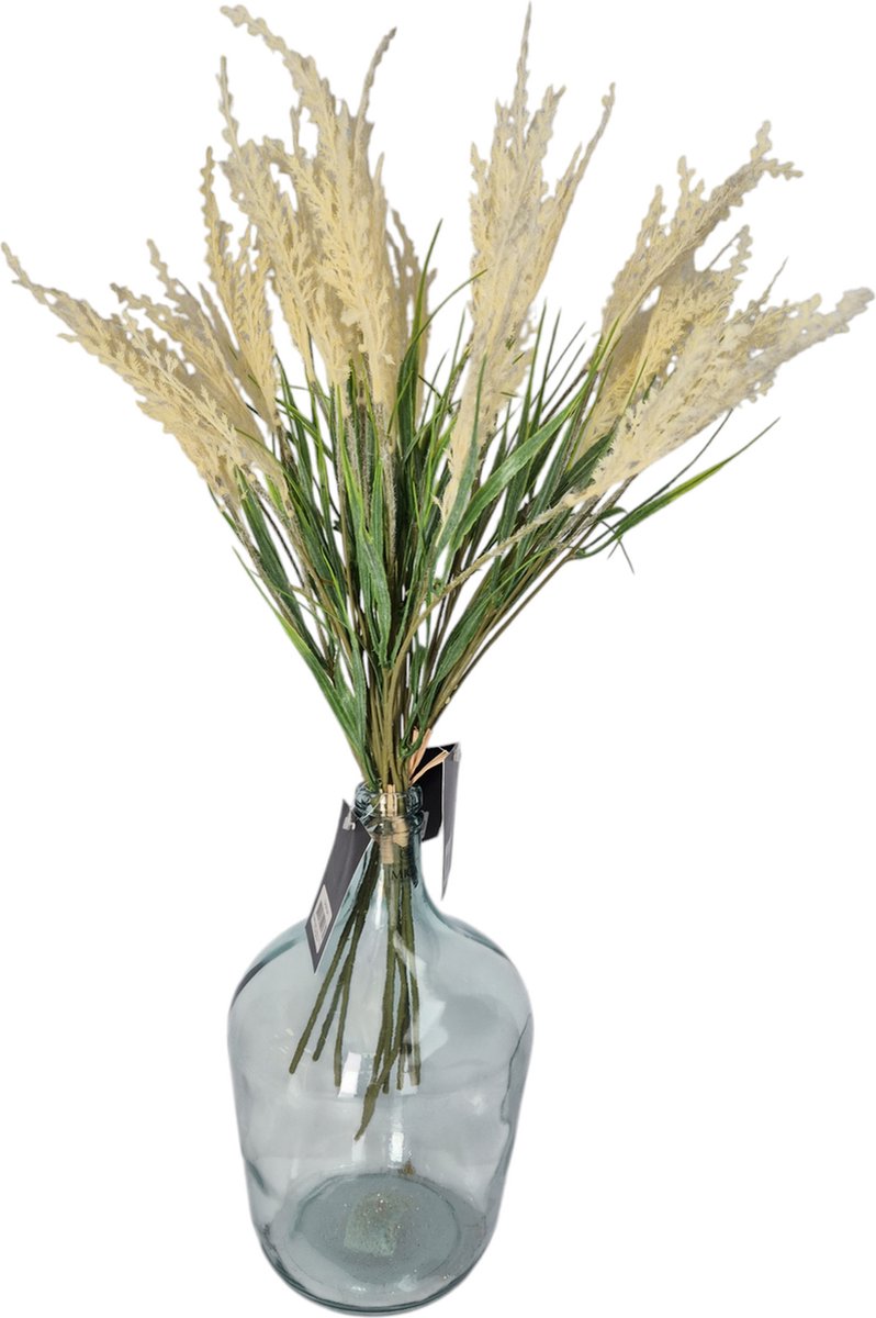 Bellatio Design Pluimgras losse steel/tak - 2x - meerdere stengels - cream - 62 cm - decoratie kunst pluimen Creme