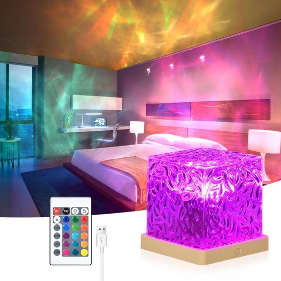 Sfeerverlichting Sterrenhemelprojector - 30 verlichtingsmodi 16 kleuren LED-nachtlampje Dimmen Kristallen nachtlampje met aanraakbediening Afstandsbediening Golflamp voor speelkamer Kinderkamer Feestbars
