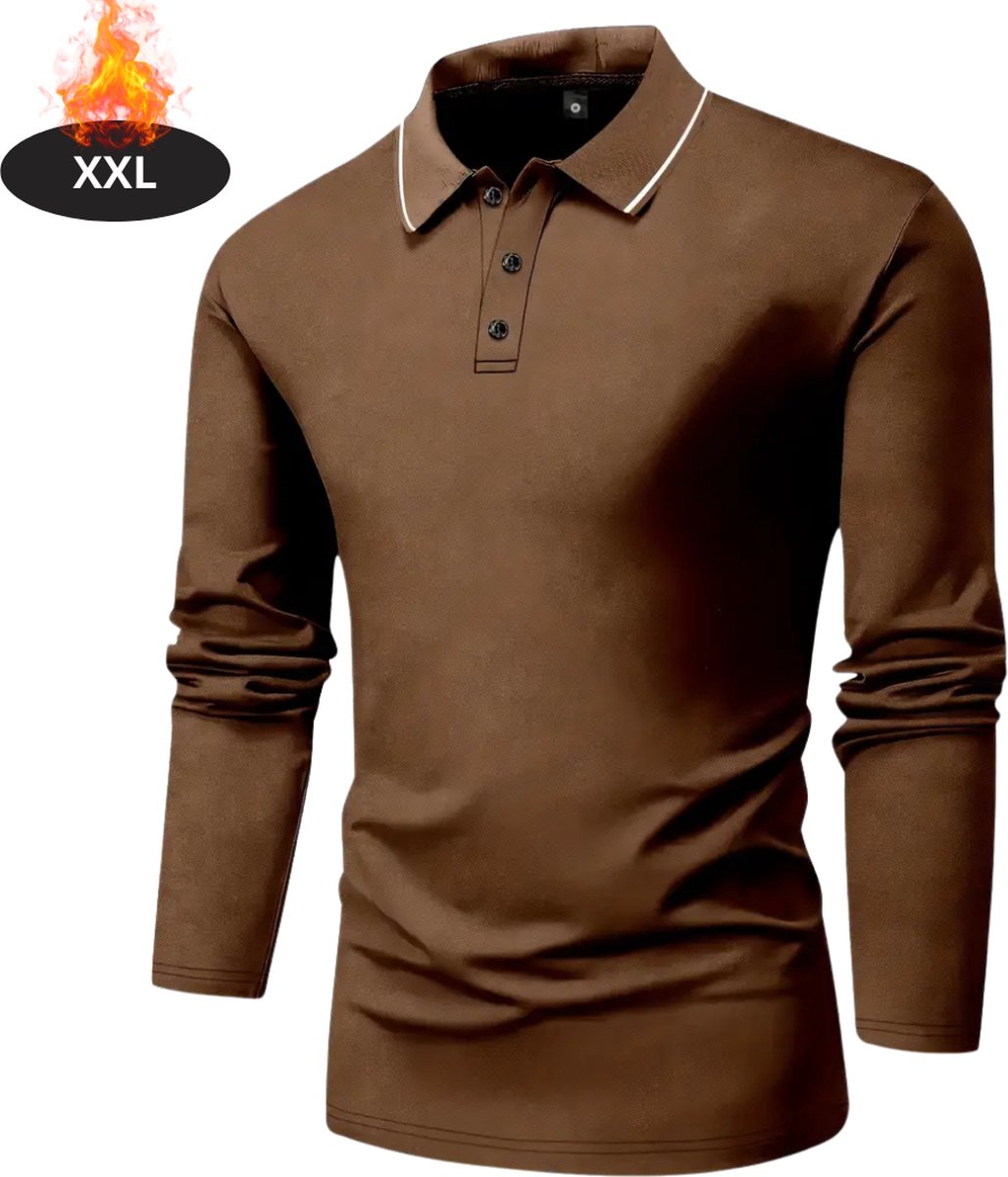 Livano Poloshirt Heren T-Shirt Heren Shirt Overhemd Polo Shirt Lange Mouwen Koffie Bruin