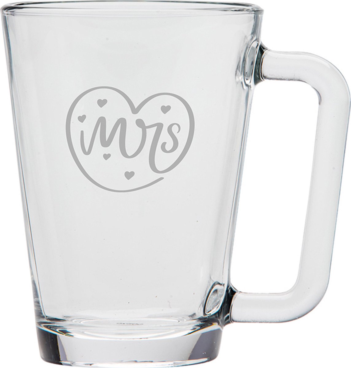 Gegraveerde Theeglas 26cl Mrs. In hartje