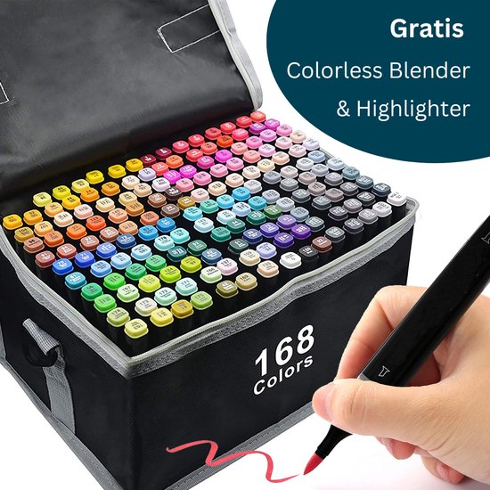 Twinmarkers – 168 Alcohol Markers – Inclusief Opbergtas – Voor Volwassenen & Kinderen