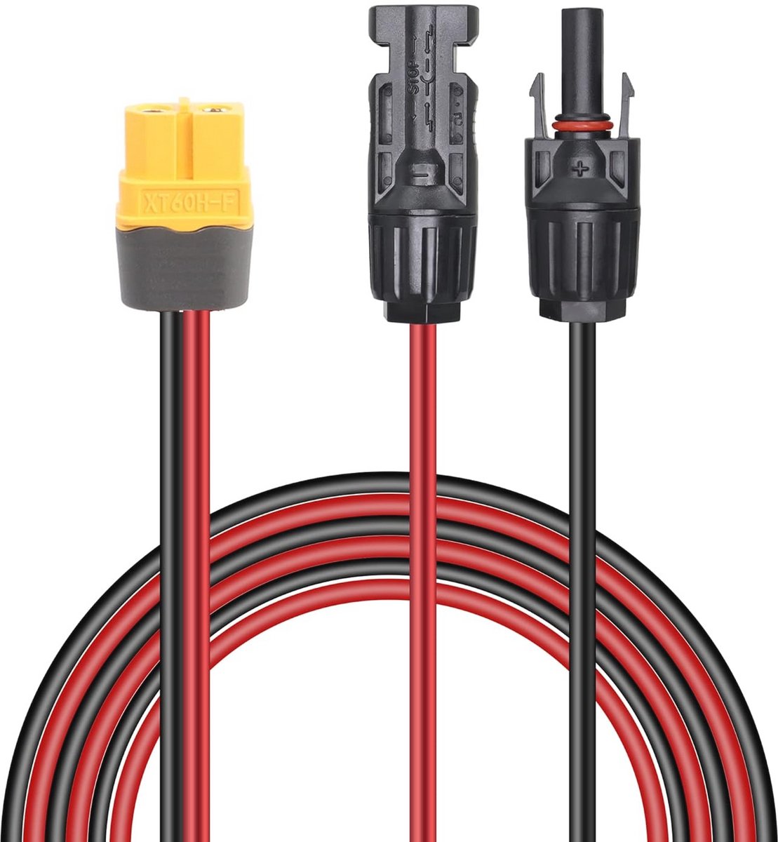 Zonnepaneel XT60 Adapter Kabel 12AWG - Waterdichte 1,5M Connector voor Draagbare Solar Generators