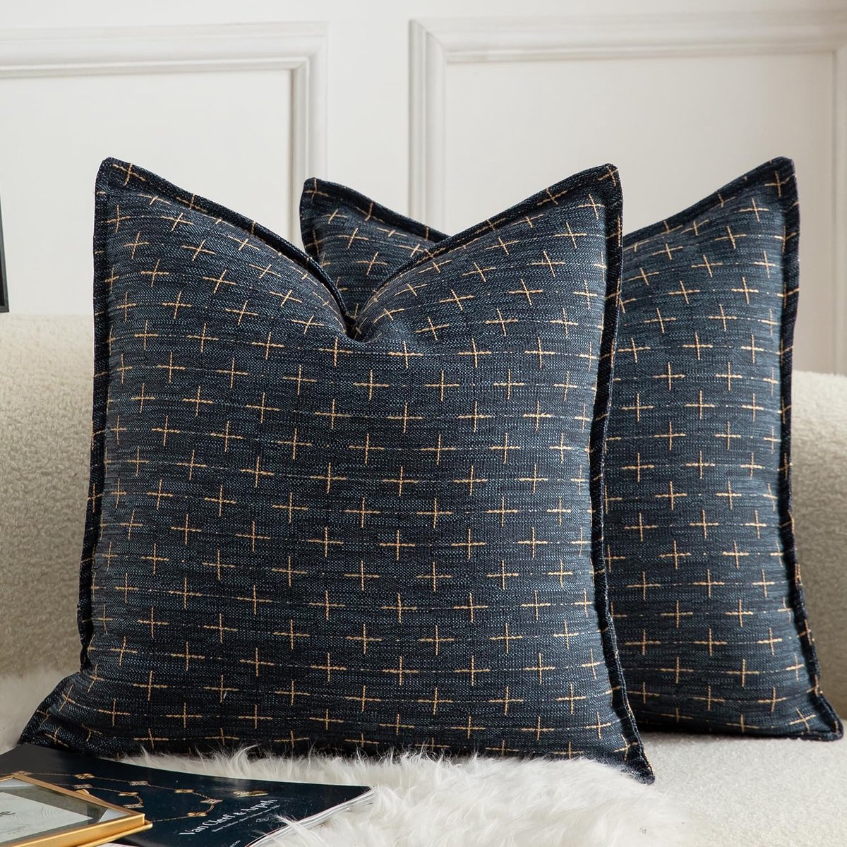 My Ninki ® Decoratieve Set van 2 Kussenslopen met Stijlvolle Geweven Textuur voor Woonkamer en Slaapkamer