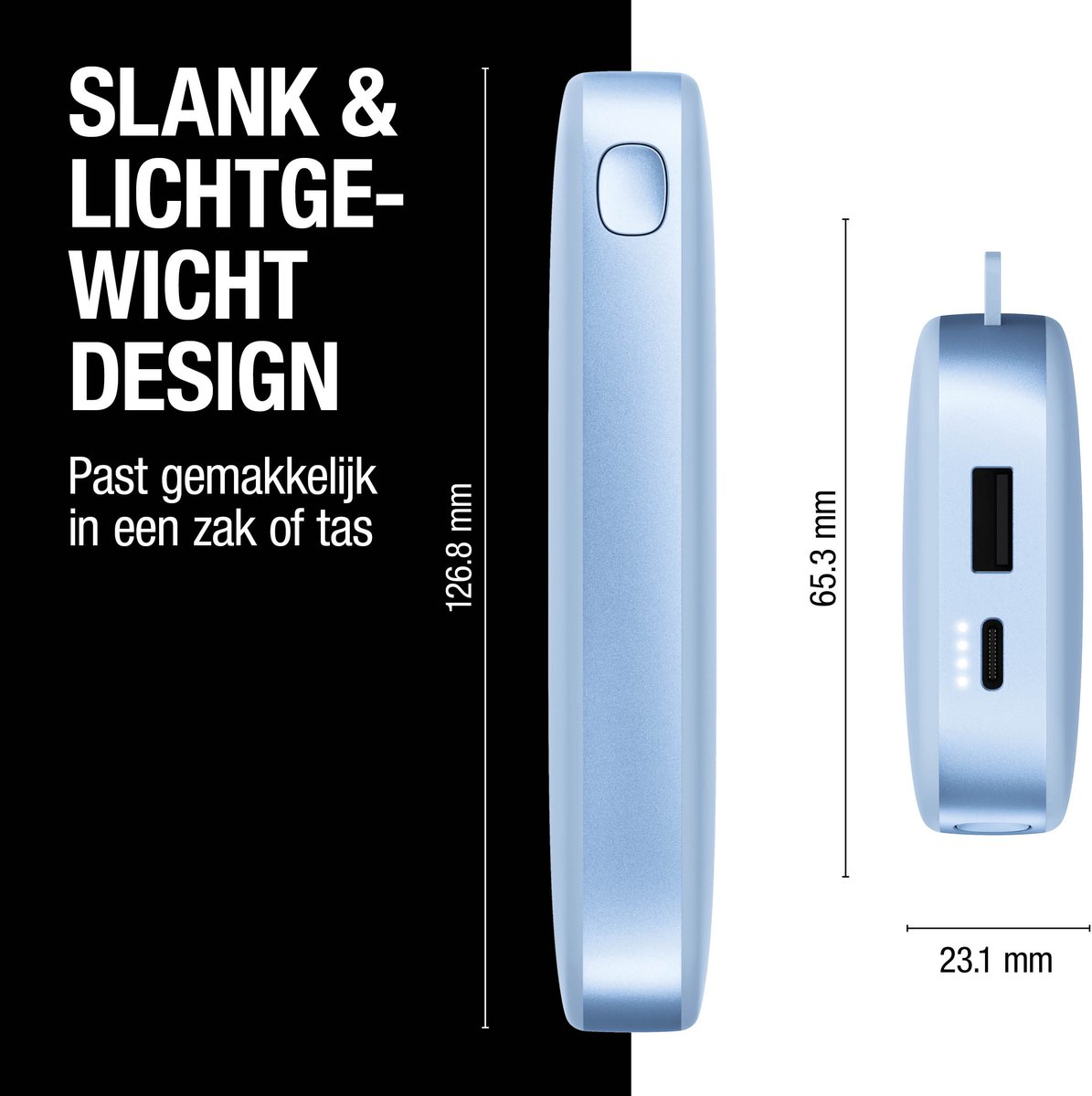 Fresh Powerbank 12000 mAh 20W PD Vivid Blue - afbeelding 3