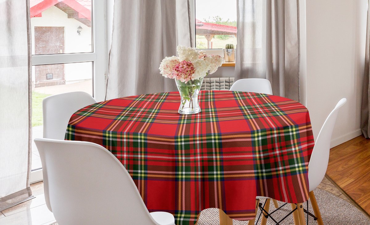 New Bed Ruitpatroon Iers Cultureel Klassiek Ronde Tafelkleed, Cirkel Tafelkleed voor Eetkamer Keuken Decoratie, 150cm Diameter