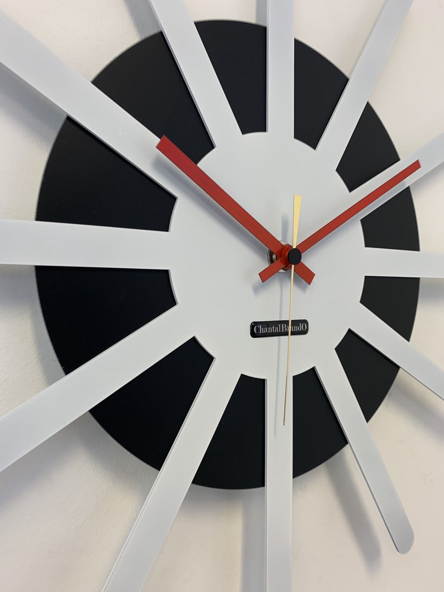 MOSACLOCK * ETOILE BLANC & NOIR ** Wandklok Modern Industrieel Design **
