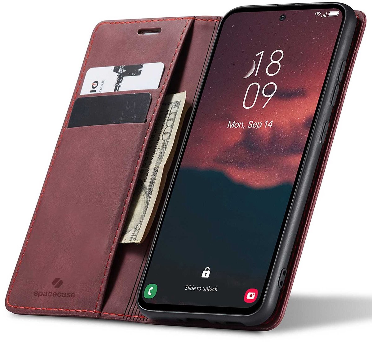 Spacecase Case Portefeuille Galaxy A54 5G Rood Voor Samsung