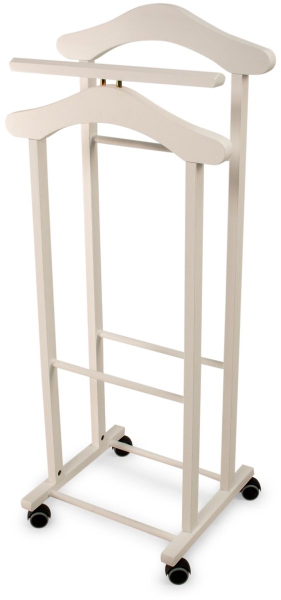 Arredamenti Italia TRENDY Bianco - Kledingstandaard in Beukenhout - Dressboy - 2 Kledinghangers en 1 Broekhouder - Wit - ARIT