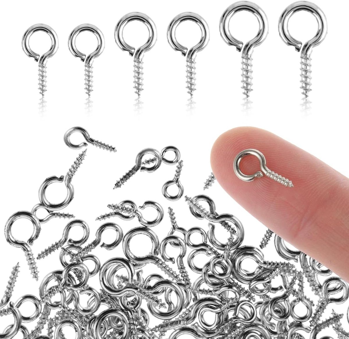 Image of 300 stuks 3 maten kleine schroefoogspelden mini-metalen oogspelden haken oogjes schroefpen - Voor Sieraden Maken en Bevindingen