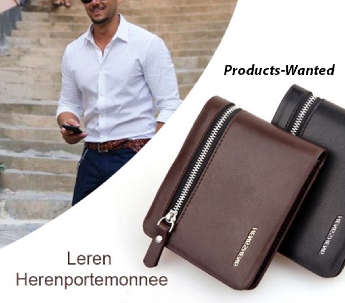 2 Stuks Multifunctionele Luxe Herenportemonnee in Zwart Kleur HengSheng