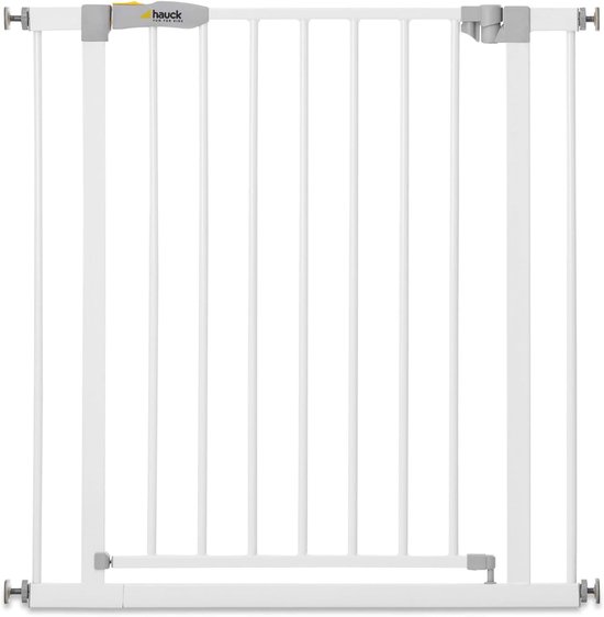 hauck Barriere de Securite Enfant Open N Stop KD (Largeur 75 à 80 cm), Sans Percage, Fermeture Facile, Ouverture Bilatèrale à 1 Main, Métal - Blanc