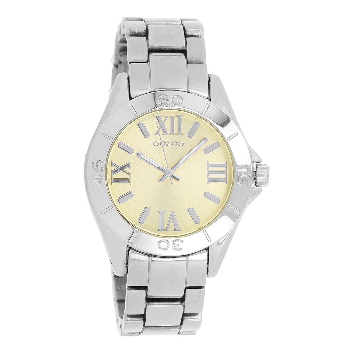 OOZOO Timepieces - Zilverkleurige horloge met zilverkleurige roestvrijstalen armband - C5706