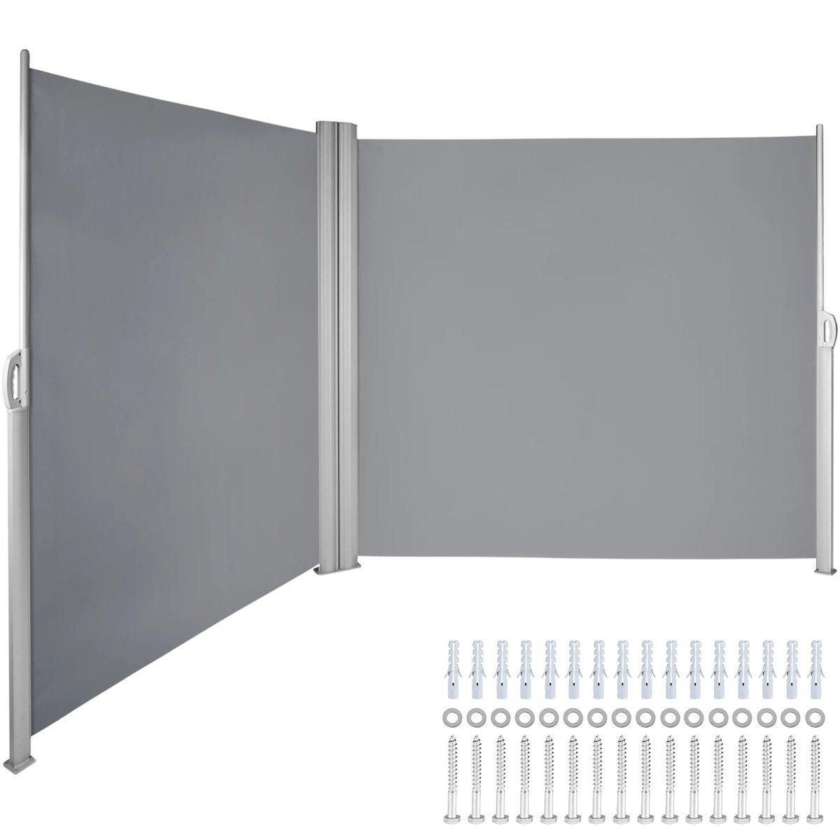 DeXem - Intrekbare Zijluifel Buitenterras Scherm Hek - Privacy Scheidingswand - Tuin Buitenzwembad Terras Zonnescherm - Windscherm - Gray Size: 160X300cm
