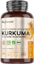 WeightWorld Biologische Kurkuma capsules met zwarte peper en gember - 505 mg - 365 capsules voor 1 jaar