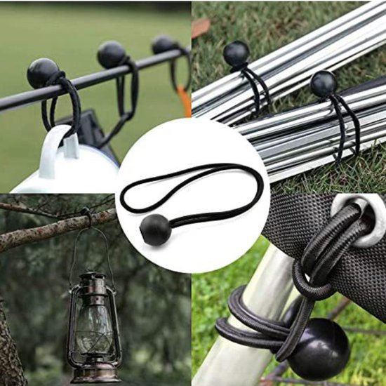 50-Pack Ball Bungee Ropes - Outdoor Tent Fixing Ball Ropes - Bungee Rope Balls - Voor trampolines, strandnetten - Bungee Rope Straps - Voor zeilen, luifels, wandbuizen - Voor kamperen, reizen, bagage, enz. - Zwart van Merkloos — afbeelding 4