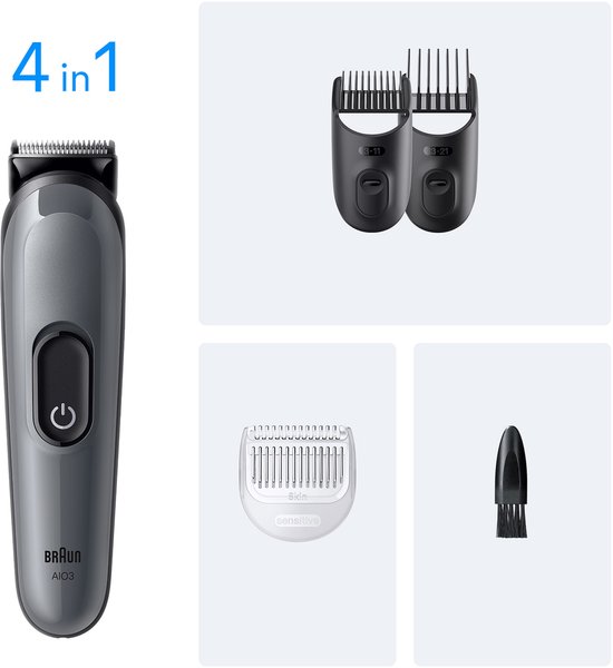Braun AIO3500 scheer-, knip- en trimapparaat Zwart, Grijs 14 Nikkel-Metaalhydride (NiMH)