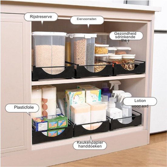 Xivada Keukenkast Organizer - Schuiflade - Aluminium - 25 Cm - Zwart