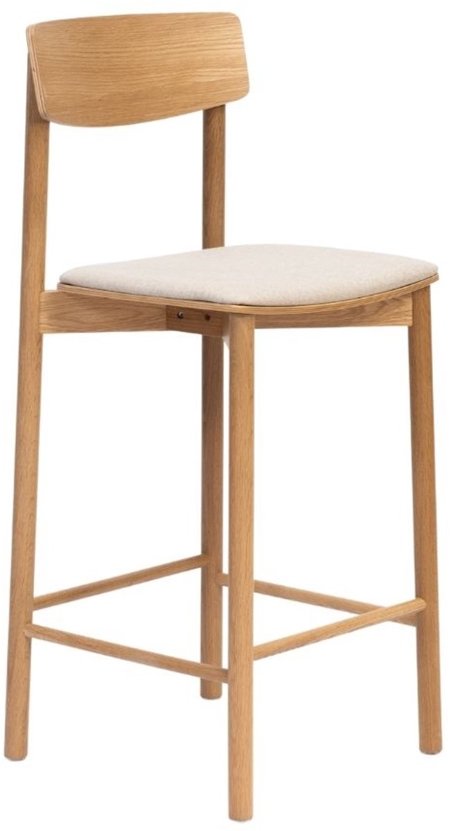 Bronx71 Scandinavische barkruk Jane naturel eiken/ off white 80 cm - barstoel Wit