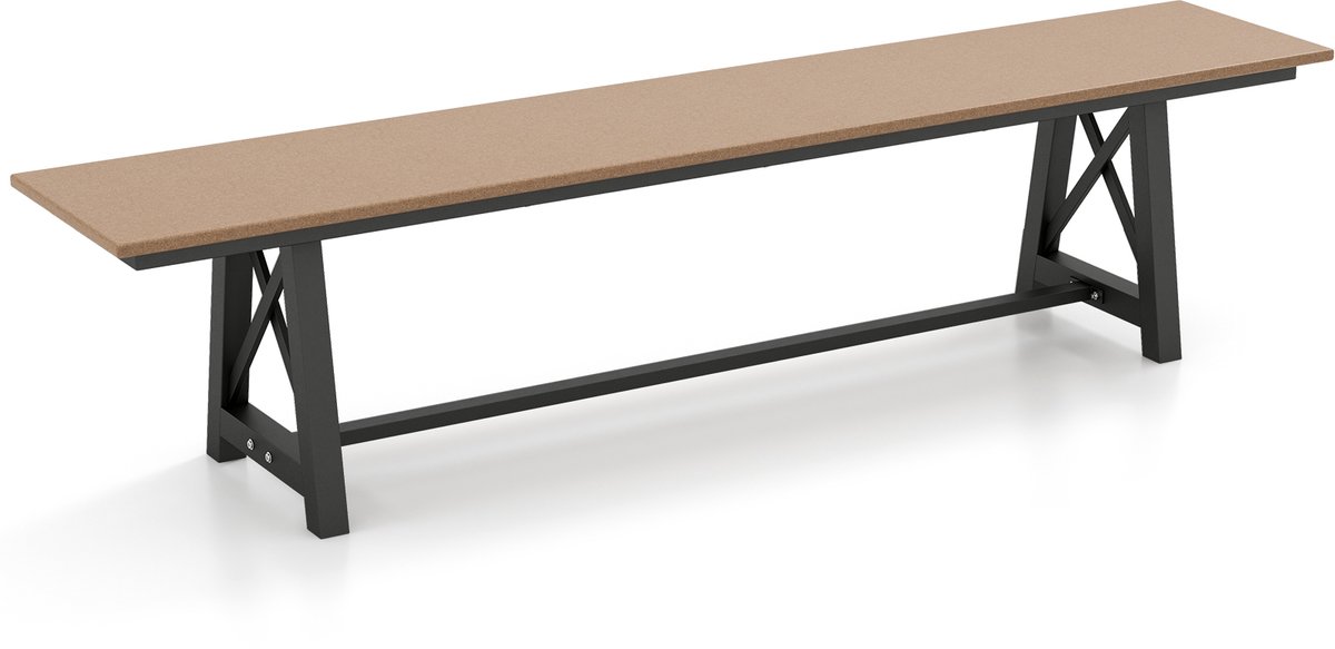 COSTWAY Tuinbank, weerbestendig, 3-zits, tot 500 kg belastbaar, parkeerbank voor alle weersomstandigheden, van HDPE en metalen frame, terrasbank zonder rugleuning voor tuin, park, balkon, 183 x 35 x