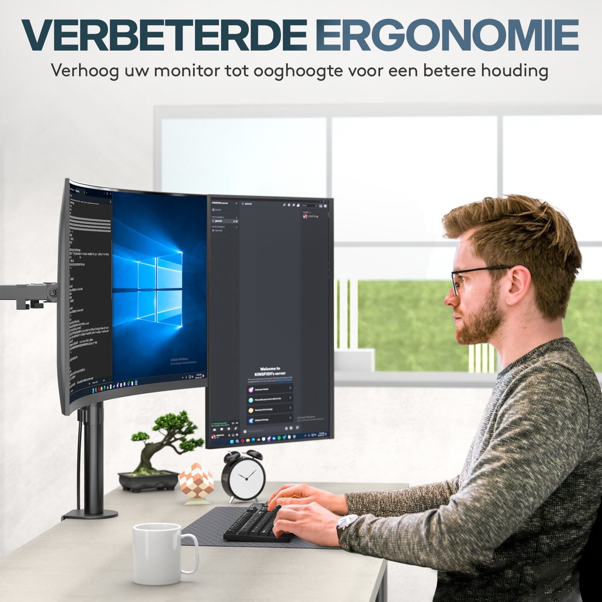 ACROPAQ Monitor arm 2 schermen - Voor 13 - 32 inch thumbnail 2