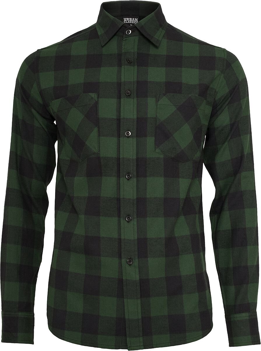 Urban Classics Checked Flannel Heren Flanellen overhemd S Zwart