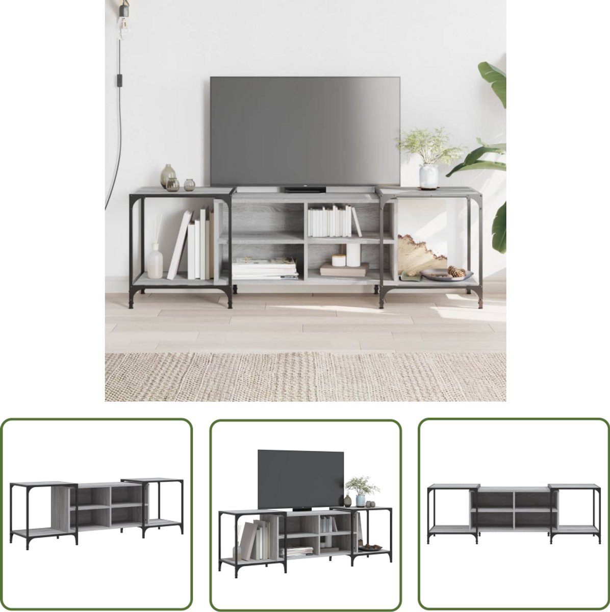 vidaXL Tv Meubel - Tv Kast - Tv-meubel 153x37x50 cm bewerkt hout grijs sonoma eikenkleurig - Salontafel - Media Kast - Houten Tv Stand