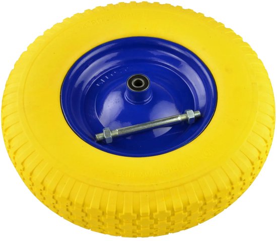 GEKO Trolleywiel - Massief PU - Versterkte Stalen Velg - 390 mm - Inclusief As van Merkloos	 — afbeelding 5