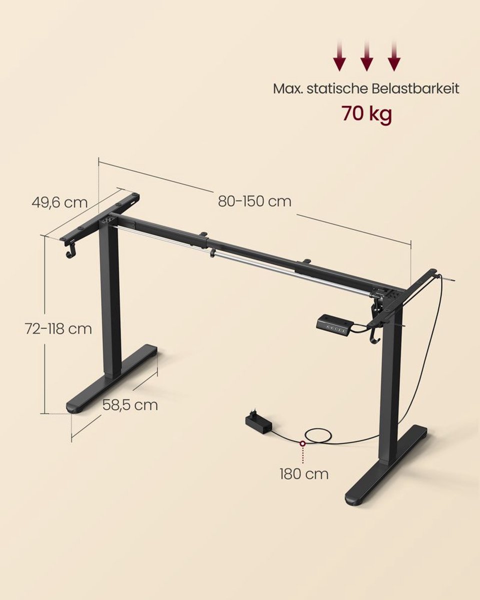 SONGMICS Elektrisch zit-sta bureau frame thumbnail 6