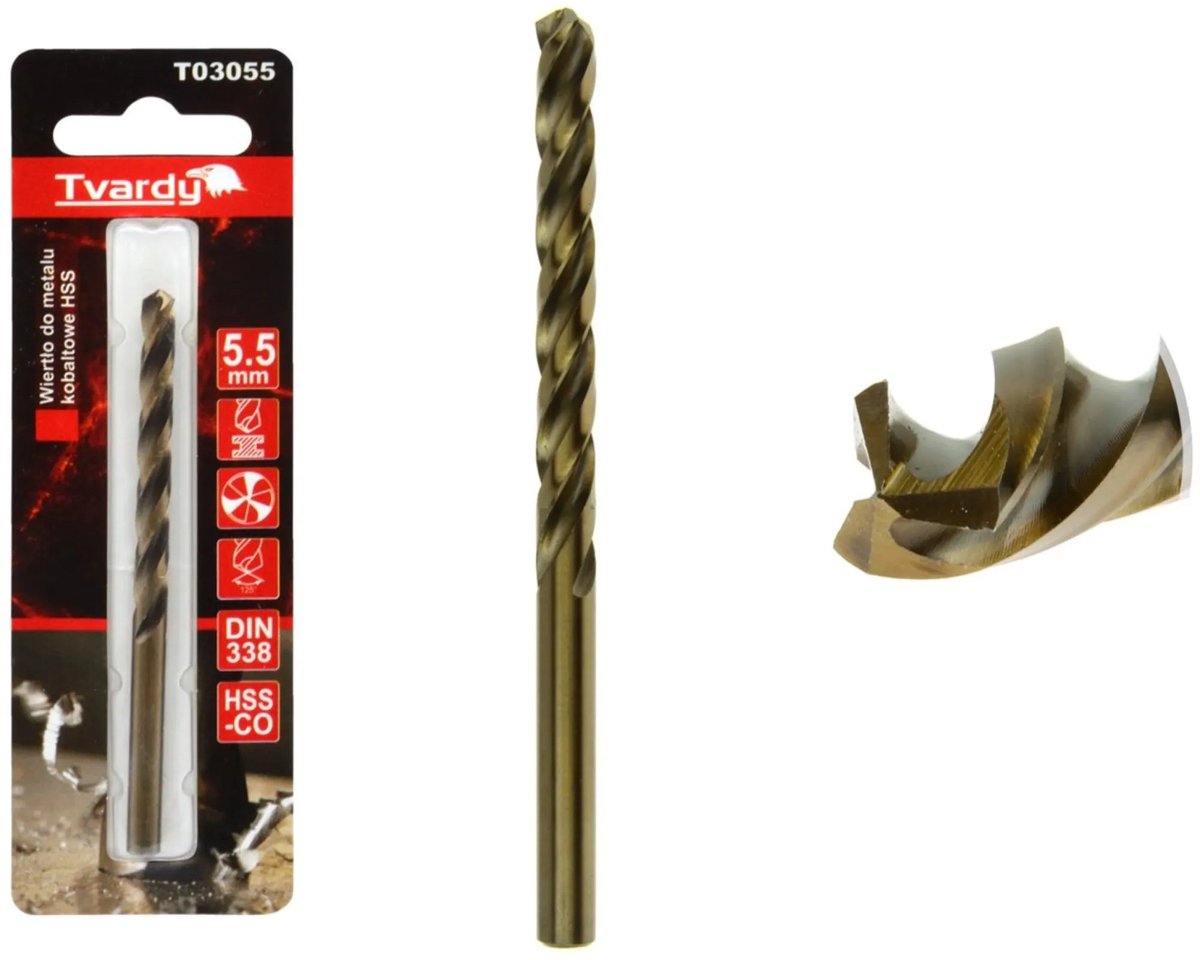 Tvardy HSS Cobalt Boor - Drie Groeven - 5,5 mm - Warmtebestendig