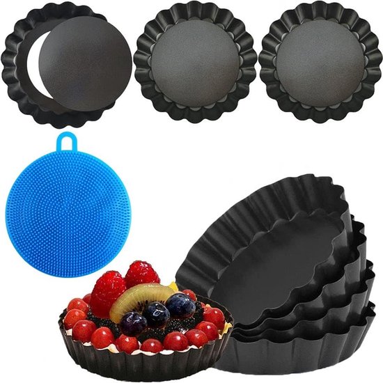 WWYSSZ 10 stuks tarteletvormpjes, siliconen mini-taartvorm, 11 cm, taartbodemvorm, anti-aanbak, taartvorm, siliconen, fruitcakevorm, klein, rond, taartvormpjes, voor pie, taart, quiche