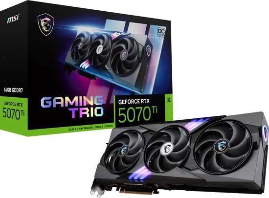 MSI NVIDIA GeForce RTX 5070 Ti 16 GB GAMING TRIO OC PLUS - Videokaart - 16GB - GDDR7 - PCIe 5.0 - 1x HDMI 2.1b - 3x DisplayPort 2.1a