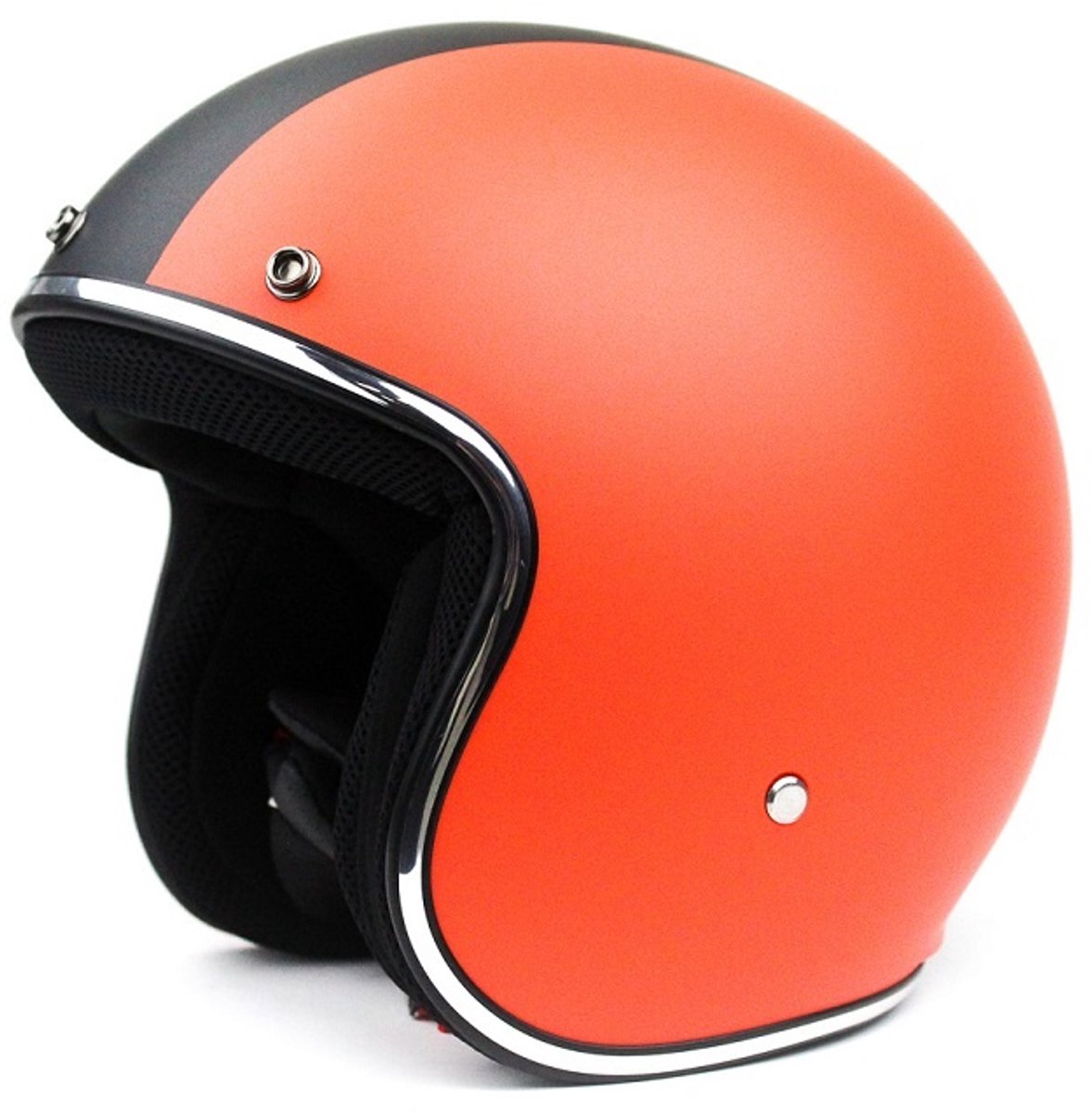 BHR811 - Scooterhelm Vintage - ECE goedgekeurde Scooterhelm - Geschikt als Scooter Brommer Motor Snorfiets Helm - XS - Zwart - Oranje