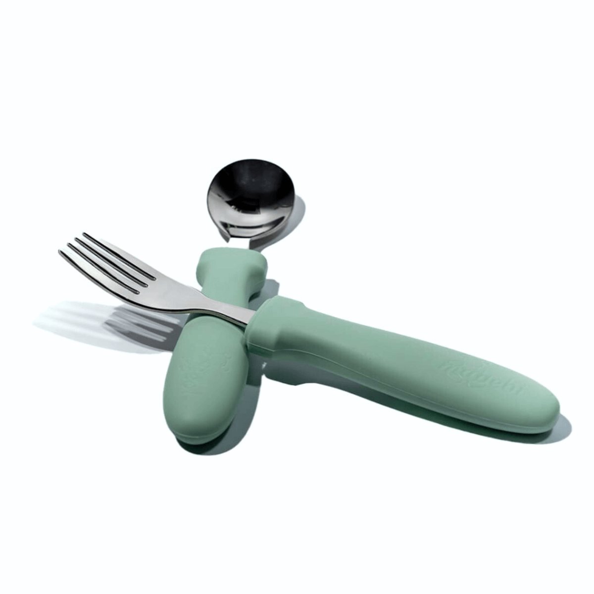 Goedkoopste Mabebi - Oefenbestek - Kinderbestek - Vork en lepel - RVS - Siliconen handvat - Bestek voor peuters/ kleuters - Groen