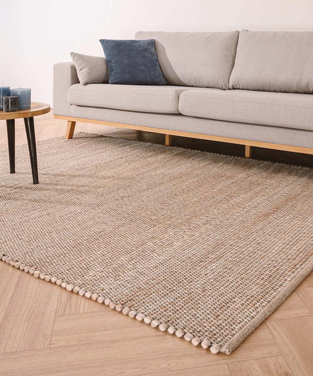 Wollen vloerkleed - Lett beige/crème 140x200