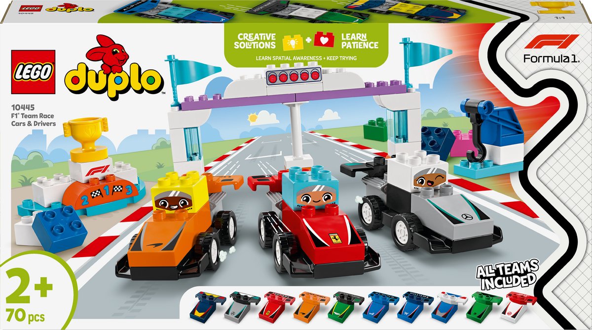 LEGO 10445 DUPLO F1 team racewagens en coureurs
