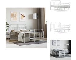 vidaXL Bedframe - Bedframes - Tweepersoonsbed - Bed - Bedframe met hoofd- en voeteneinde metaal wit 120x200 cm