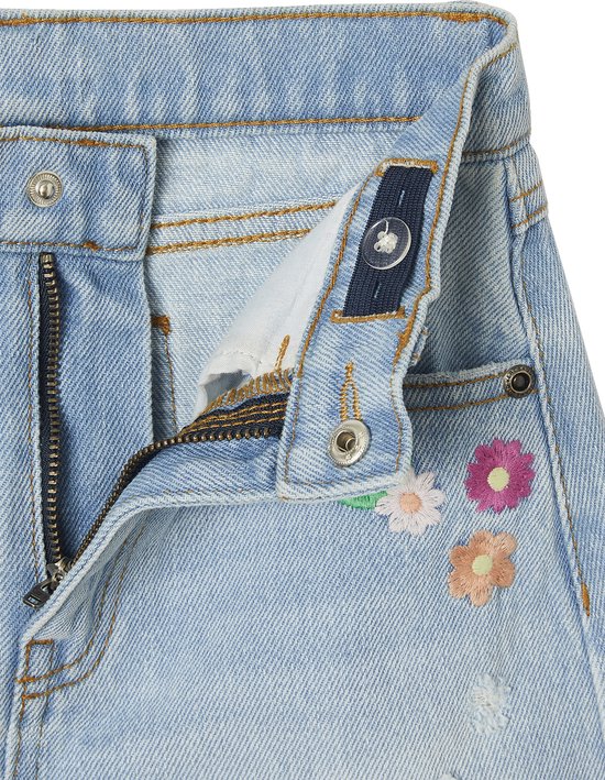 Vertbaudet Bermuda en jean brodé fleurs