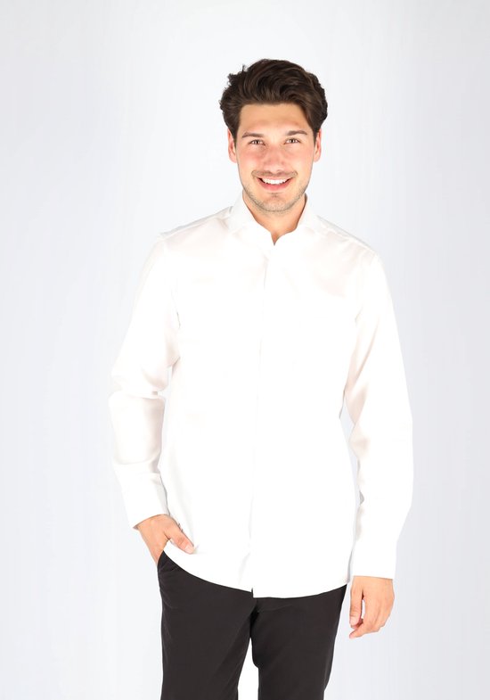 CASA MODA modern fit overhemd - wit - Strijkvriendelijk - Boordmaat: 45