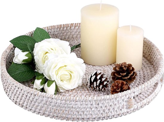 Decoratief Houten Dienblad Decoratief Houten Bord Met Handvat O30cm H24cm
