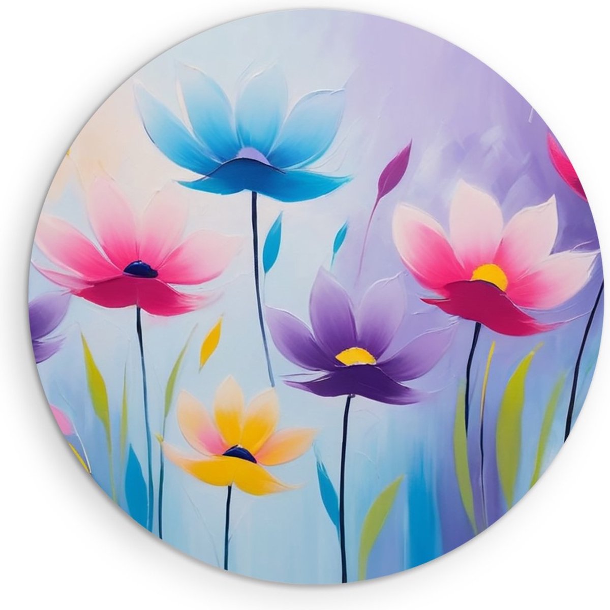 Saammp Muurcirkel Hout - Roze Minimalistisch - Bloemen - Abstract - Ø 70 - Wandcirkel - Wanddecoratie Cirkel - Muurdecoratie Woonkamer - Kantoor Decoratie