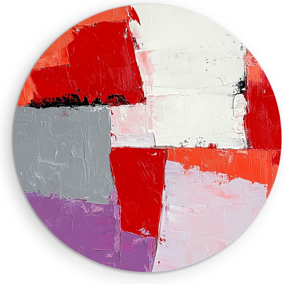 Saammp Forex Muurcirkel - Modern - Blokken - Abstract - Ø 90 - Wandcirkel - Wanddecoratie Cirkel - Muurdecoratie Woonkamer - Slaapkamer decoratie - Rond Schilderij