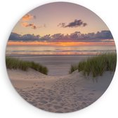 Saammp Muurcirkel Hout - Duinen- Strand - Zee - Zon - Ø 50 - Wandcirkel - Wanddecoratie Cirkel - muurdecoratie Woonkamer - Slaapkamer decoratie - Rond Schilderij