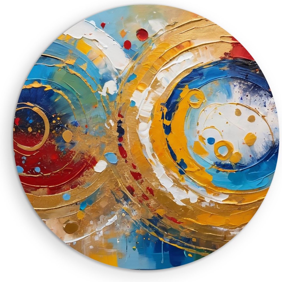 Saammp Forex Muurcirkel - Abstract - Kleurrijk - Vormen - Ø 40 - Wandcirkel - Wanddecoratie Cirkel - muurdecoratie Woonkamer - Slaapkamer decoratie - Rond Schilderij