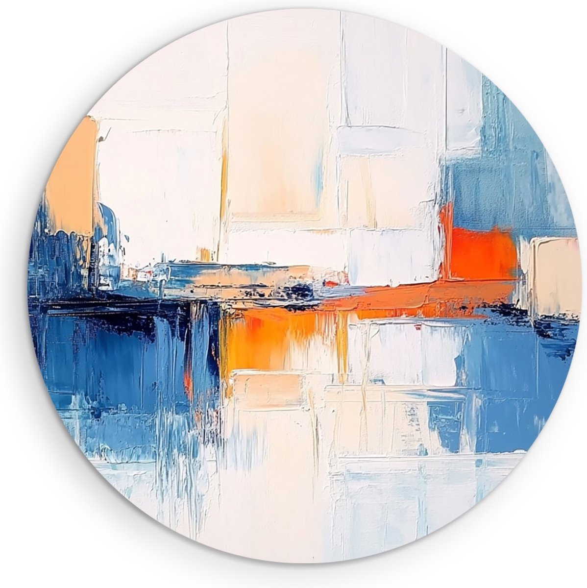Saammp Muurcirkel Hout - Balans van kleuren - Abstract - Ø 40 - Wandcirkel - Wanddecoratie Cirkel - Muurdecoratie Woonkamer - Slaapkamer decoratie - Rond Schilderij