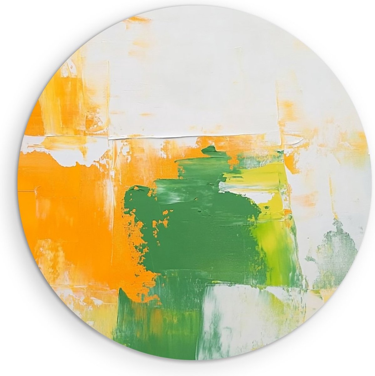 Saammp Muurcirkel Hout - Groen oranjeAbstract - Ø 60 - Wandcirkel - Wanddecoratie Cirkel - Muurdecoratie Woonkamer - Slaapkamer decoratie - Rond Schilderij