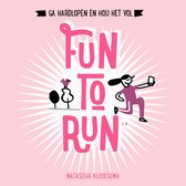Boek 'Fun to Run' met roze achtergrond en getekende renner die een selfie neemt.