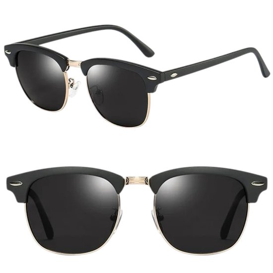 Fako Fashion® - Club Style Zonnebril - Polariserend - Dames - Heren - Mat Zwart/Goud van Fako Fashion® — afbeelding 2